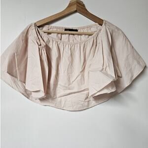 Lob Crop Top Pink Off Shoulders Ruffles Small Cottagecore